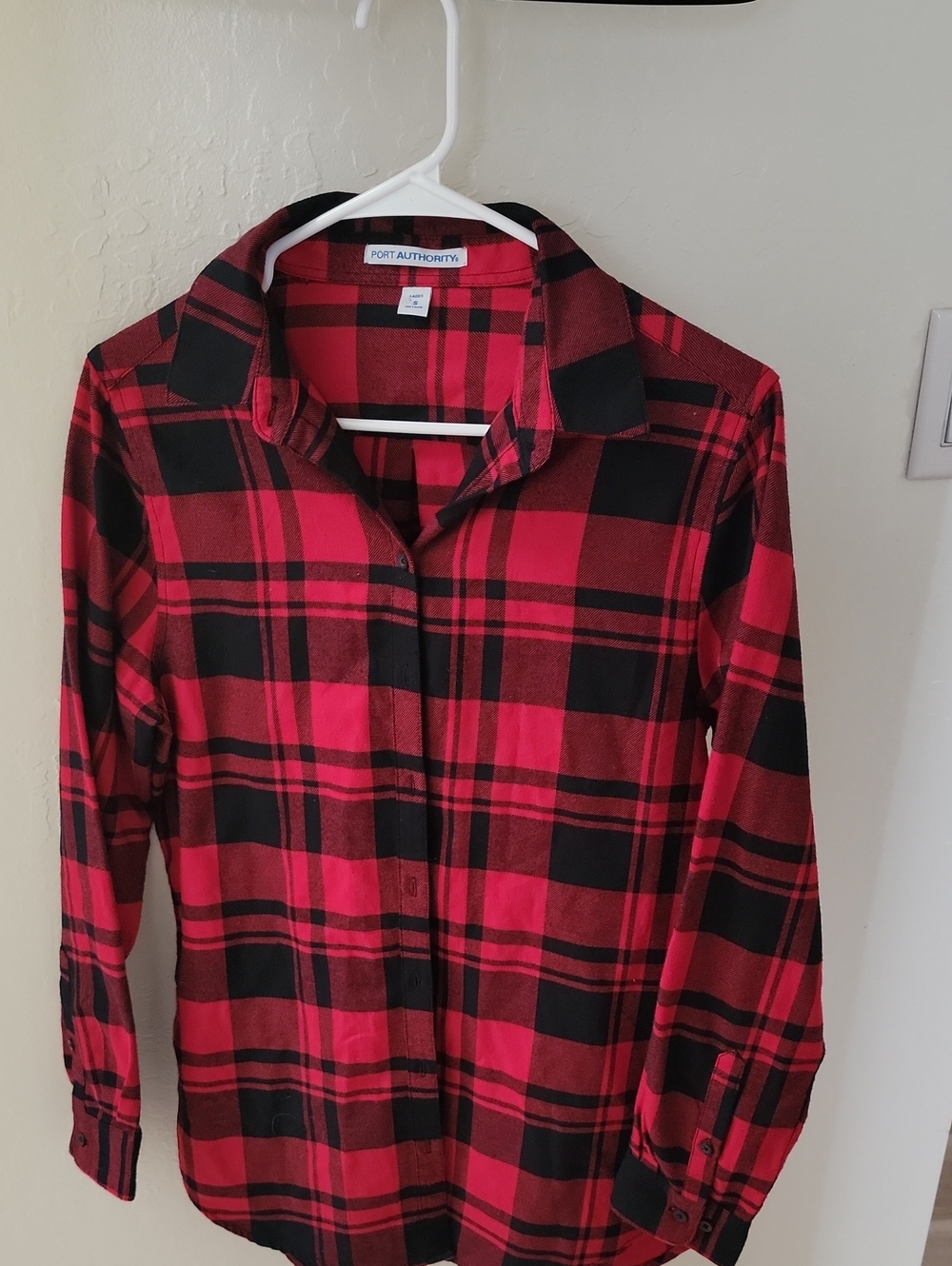 Port Authority Red & Black Plaid Button-Down Shirt